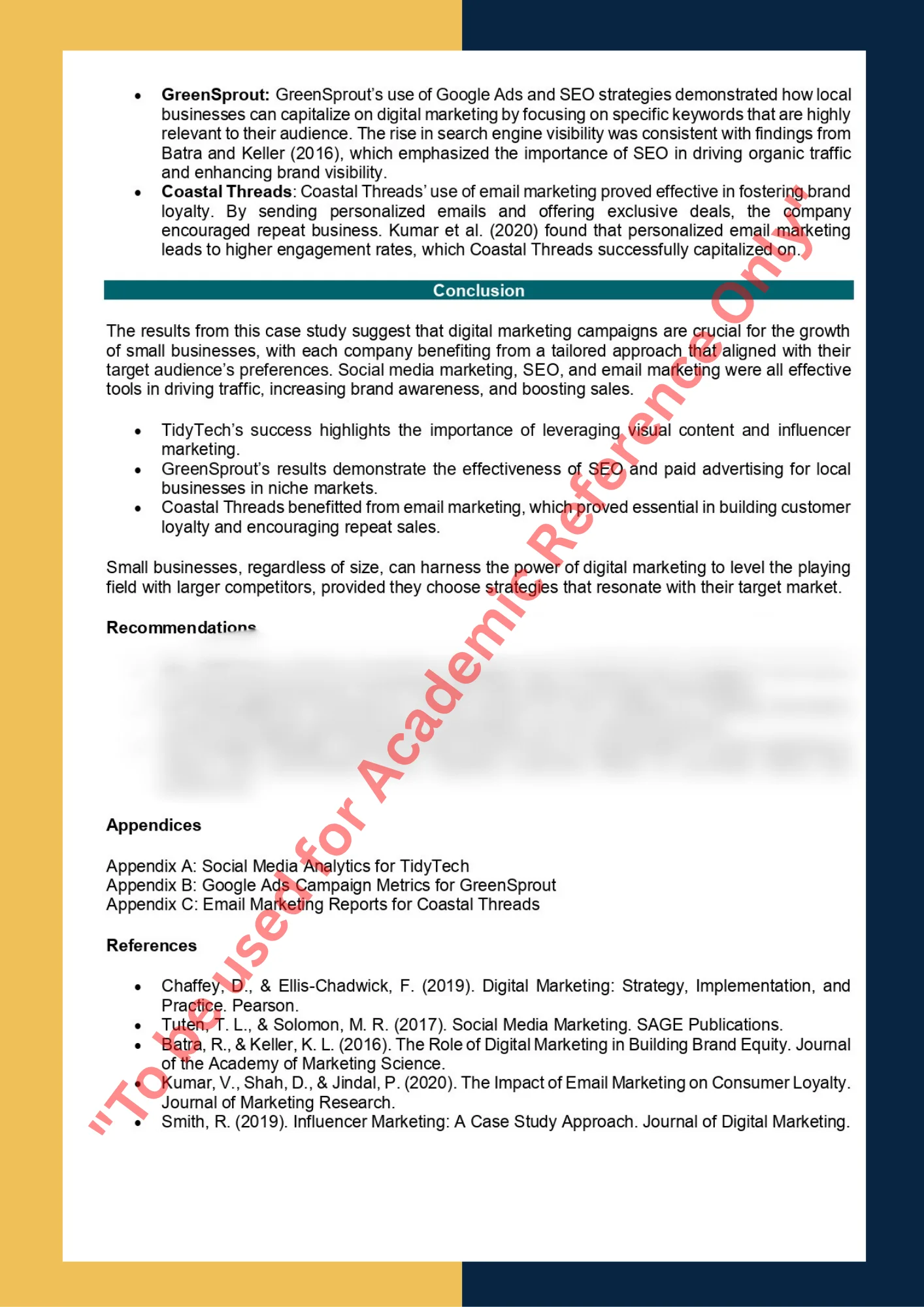 Case Study sample solution of MKTG 101 - The Effectiveness of Digital Marketing Campaigns for Small Businesses 3